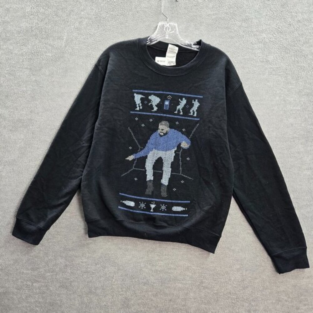 Drake Hotline Bling Men Sweatshirt Small Black Holiday Christmas Graphic Print